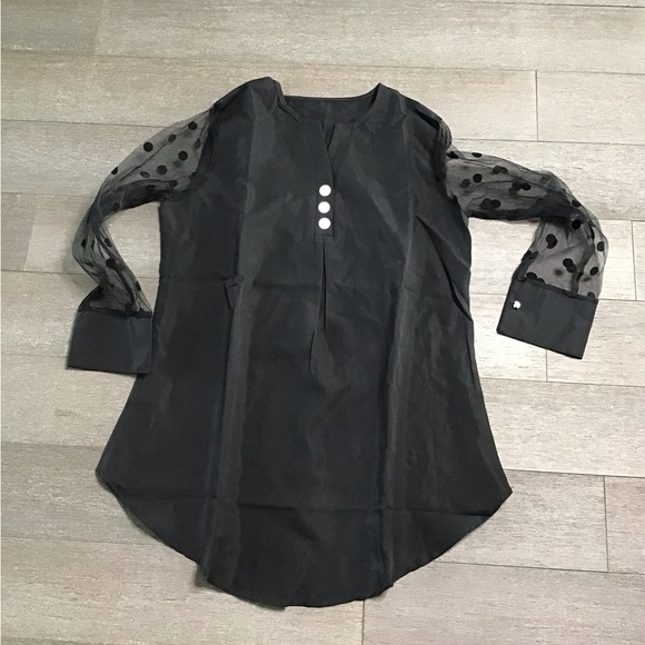 Elegant Black Sheer Sleeve Top - Picture 1 of 3